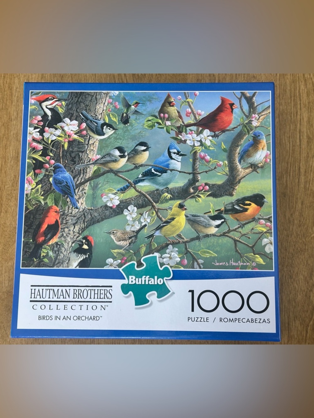 Buffalo David Bitton Multicolored Songbirds Puzzle - Blue Border